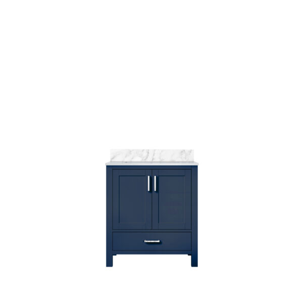 Jacques 30 in. W x 22 in. D Navy Blue Bath Vanity and Carrara Marble Top