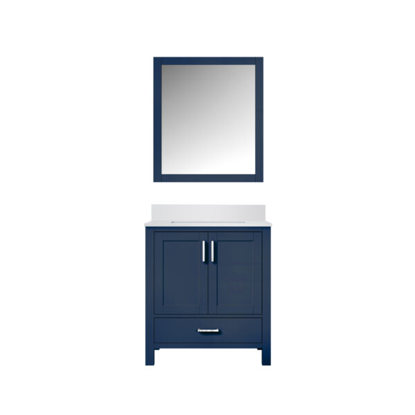 Jacques 30 in. W x 22 in. D Navy Blue Bath Vanity, Cultured Marble Top, and 28 in. Mirror