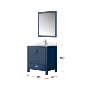 Jacques 30 in. W x 22 in. D Navy Blue Bath Vanity and Cultured Marble Top