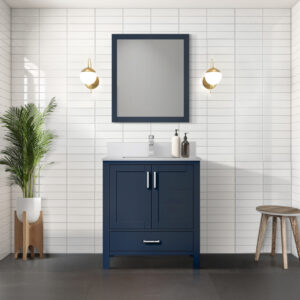 Jacques 30 in. W x 22 in. D Navy Blue Bath Vanity and Cultured Marble Top