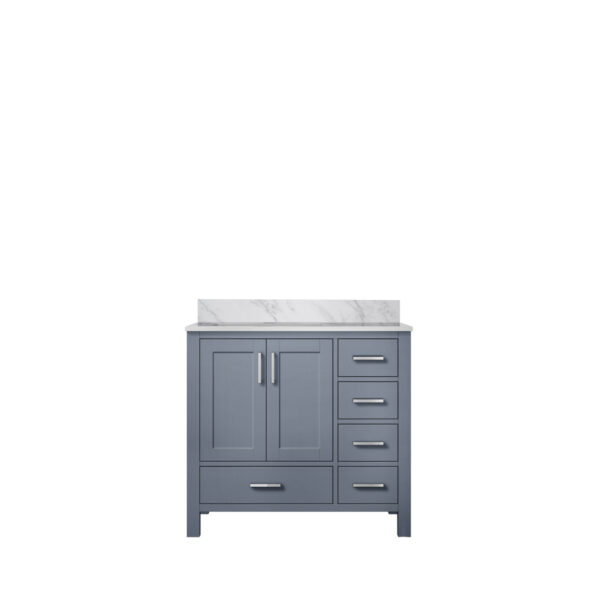 Jacques 36 in. W x 22 in. D Left Offset Dark Grey Bath Vanity and Carrara Marble Top