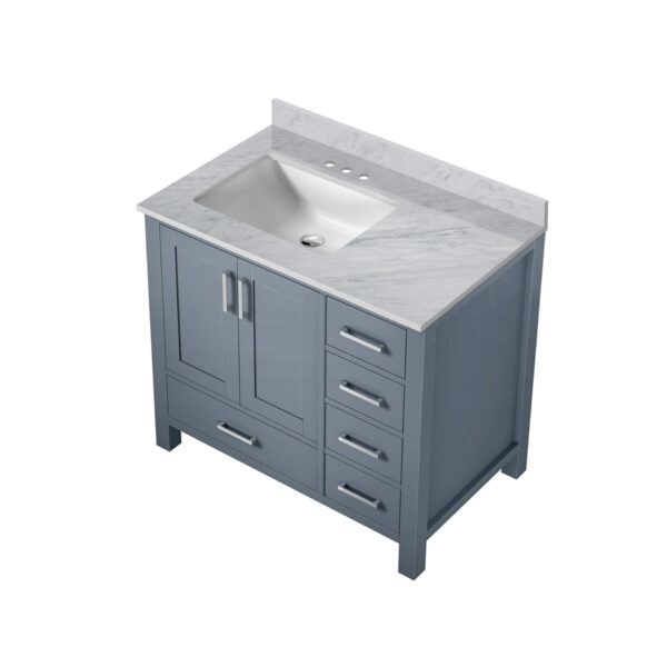 Jacques 36 in. W x 22 in. D Left Offset Dark Grey Bath Vanity and Carrara Marble Top