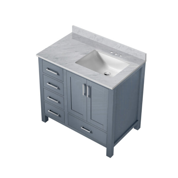 Jacques 36 in. W x 22 in. D Right Offset Dark Grey Bath Vanity and Carrara Marble Top