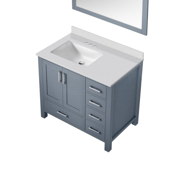 Jacques 36 in. W x 22 in. D Left Offset Dark Grey Bath Vanity, Cultured Marble Top, and 34 in. Mirror