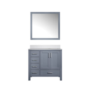 Jacques 36 in. W x 22 in. D Right Offset Dark Grey Bath Vanity, Cultured Marble Top, and 34 in. Mirror