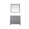 Jacques 36 in. W x 22 in. D Left Offset Distressed Grey Bath Vanity and 34 in. Mirrors