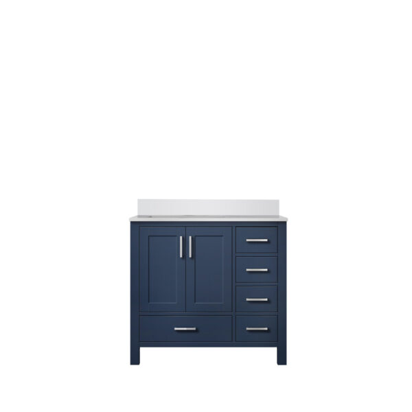 Jacques 36 in. W x 22 in. D Left Offset Navy Blue Bath Vanity and Cultured Marble Top