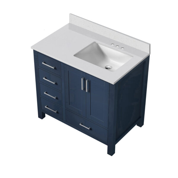 Jacques 36 in. W x 22 in. D Right Offset Navy Blue Bath Vanity and Cultured Marble Top