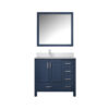 Jacques 36 in. W x 22 in. D Left Offset Navy Blue Bath Vanity, Cultured Marble Top, Faucet Set, and 34 in. Mirror