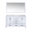 Jacques 60 in. W x 22 in. D White Double Bath Vanity, Carrara Marble Top, and 58 in. Mirror