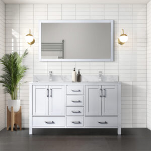 Jacques 60 in. W x 22 in. D White Double Bath Vanity and 58 in. Mirror