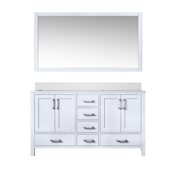 Jacques 60 in. W x 22 in. D White Bath Vanity, Cultured Marble Top, and 58 in. Mirror