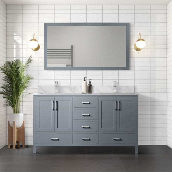 Jacques 60 in. W x 22 in. D Dark Grey Double Bath Vanity and 58 in. Mirror