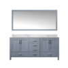 Jacques 60 in. W x 22 in. D Dark Grey Double Bath Vanity, Carrara Marble Top, and 58 in. Mirror