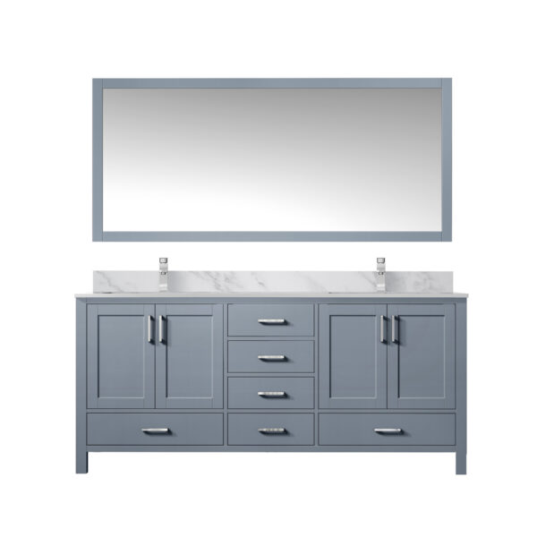 Jacques 60 in. W x 22 in. D Dark Grey Double Bath Vanity, Carrara Marble Top, Faucet Set, and 58 in. Mirror