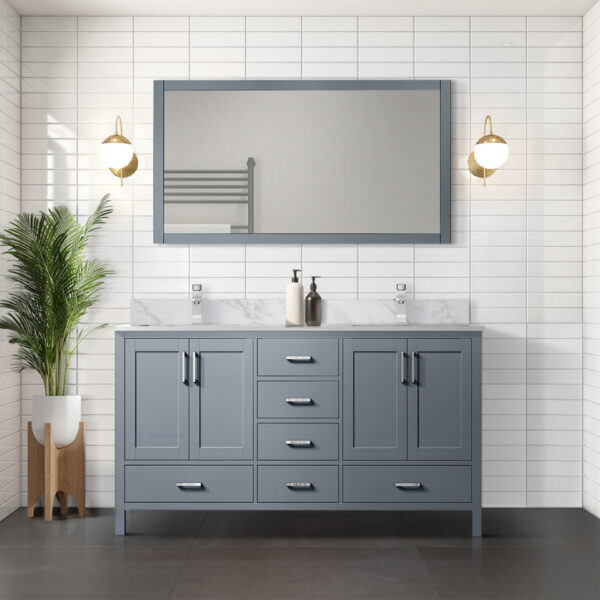 Jacques 72 in. W x 22 in. D Dark Grey Double Bath Vanity and 28 in. Mirror