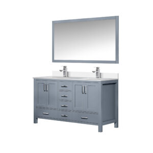 Jacques 60 in. W x 22 in. D Dark Grey Bath Vanity, Cultured Marble Top, Faucet Set, and 58 in. Mirror