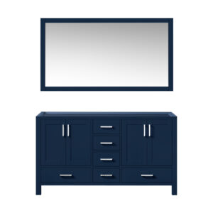 Jacques 60 in. W x 22 in. D Navy Blue Double Bath Vanity and 58 in. Mirror