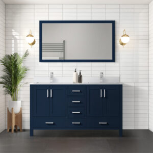 Jacques 60 in. W x 22 in. D Navy Blue Bath Vanity and Cultured Marble Top