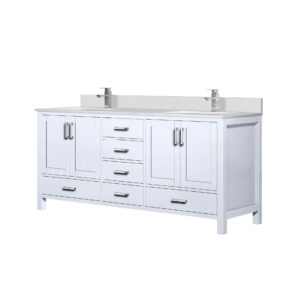 Jacques 72 in. W x 22 in. D White Double Bath Vanity, White Quartz Top, and Faucet Set