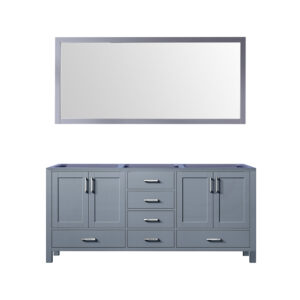 Jacques 72 in. W x 22 in. D Dark Grey Double Bath Vanity and 28 in. Mirror