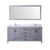 Jacques 72 in. W x 22 in. D Dark Grey Double Bath Vanity, Carrara Marble Top, Faucet Set, and 28 in. Mirror