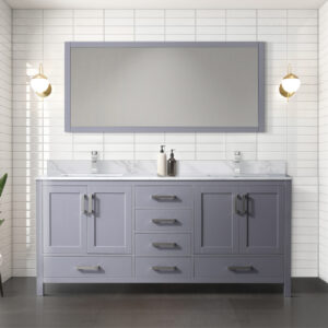 Jacques 72 in. W x 22 in. D Dark Grey Double Bath Vanity and 28 in. Mirror