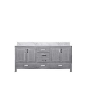 Jacques 72 in. W x 22 in. D Distressed Grey Double Bath Vanity and Carrara Marble Top