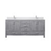 Jacques 72 in. W x 22 in. D Distressed Grey Double Bath Vanity, White Quartz Top, and Faucet Set