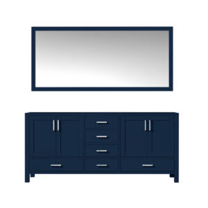 Jacques 72 in. W x 22 in. D Navy Blue Double Bath Vanity and 28 in. Mirror