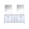 Jacques 80 in. W x 22 in. D White Double Bath Vanity, Carrara Marble Top, and 30 in. Mirrors