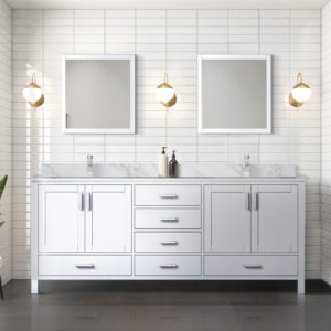 Jacques 80 in. W x 22 in. D White Double Bath Vanity and 30 in. Mirrors