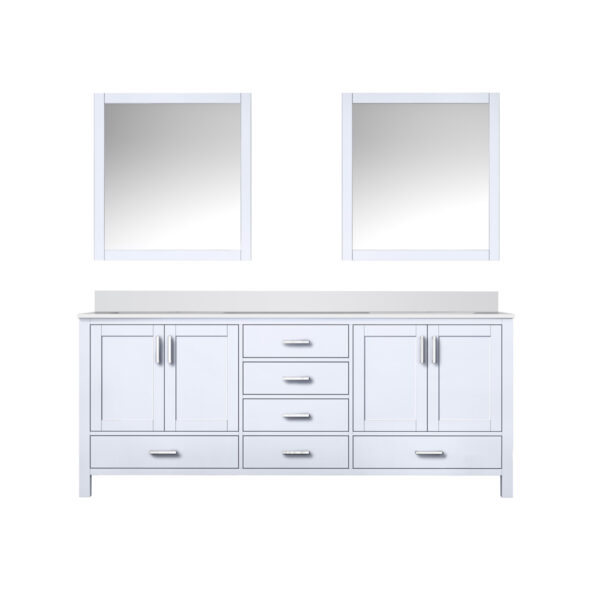 Jacques 80 in. W x 22 in. D White Bath Vanity, Cultured Marble Top, and 30 in. Mirror