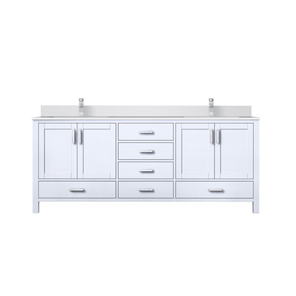 Jacques 80 in. W x 22 in. D White Double Bath Vanity, White Quartz Top, and Faucet Set