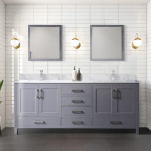 Jacques 80 in. W x 22 in. D Dark Grey Double Bath Vanity and 30 in. Mirrors