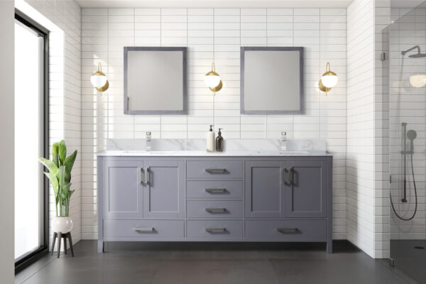 Jacques 80 in. W x 22 in. D Dark Grey Double Bath Vanity and 30 in. Mirrors