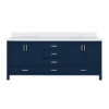 Jacques 80 in. W x 22 in. D Navy Blue Bath Vanity and Cultured Marble Top