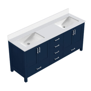 Jacques 80 in. W x 22 in. D Navy Blue Bath Vanity and Cultured Marble Top