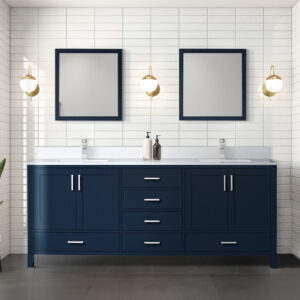 Jacques 80 in. W x 22 in. D Navy Blue Bath Vanity and Cultured Marble Top