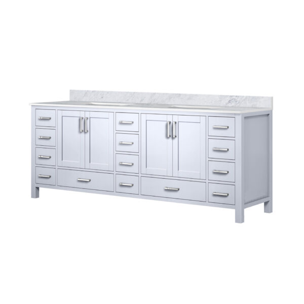 Jacques 84 in. W x 22 in. D White Double Bath Vanity and Carrara Marble Top