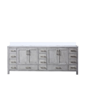 Jacques 84 in. W x 22 in. D Distressed Grey Bath Vanity and Cultured Marble Top