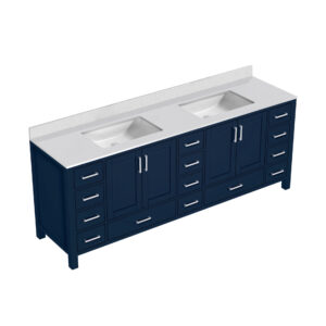 Jacques 84 in. W x 22 in. D Navy Blue Bath Vanity and Cultured Marble Top