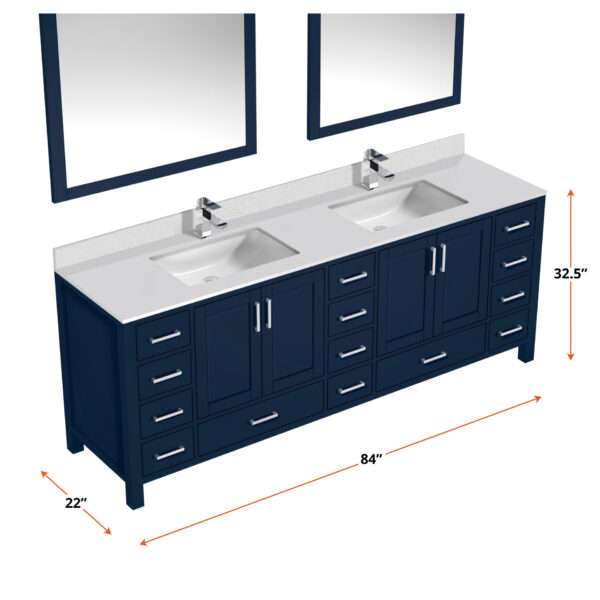 Jacques 84 in. W x 22 in. D Navy Blue Bath Vanity and Cultured Marble Top