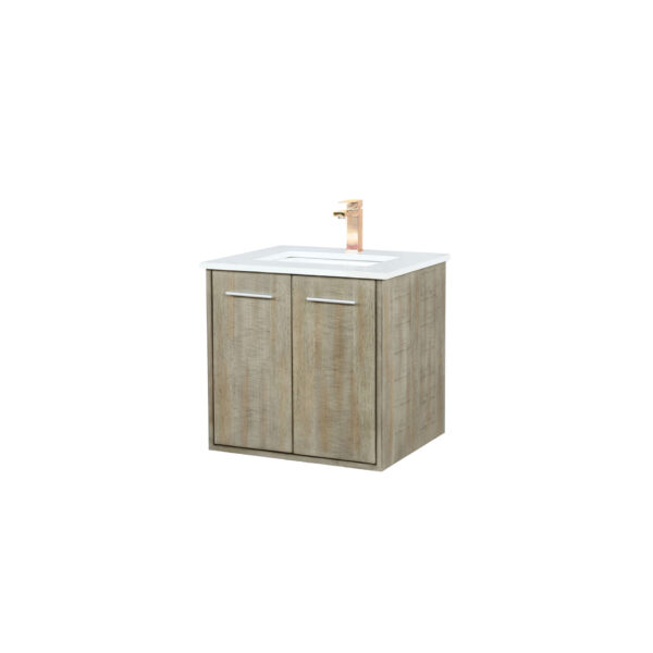 Fairbanks 24W x 20D Rustic Acacia Bath Vanity, Cultured Marble Top and Rose Gold Faucet Set