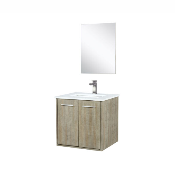 Fairbanks 24W x 20D Rustic Acacia Bath Vanity, Cultured Marble Top, Gun Metal Faucet Set and 18Mirror