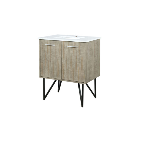 Lancy 30W x 20D Rustic Acacia Bath Vanity and White Quartz Top