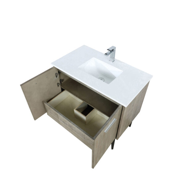 Lancy 36W x 20D Rustic Acacia Bath Vanity, Cultured Marble Top and Chrome Faucet Set