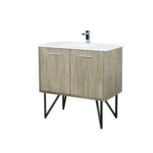 Lancy 36W x 20D Rustic Acacia Bath Vanity, Cultured Marble Top and Chrome Faucet Set