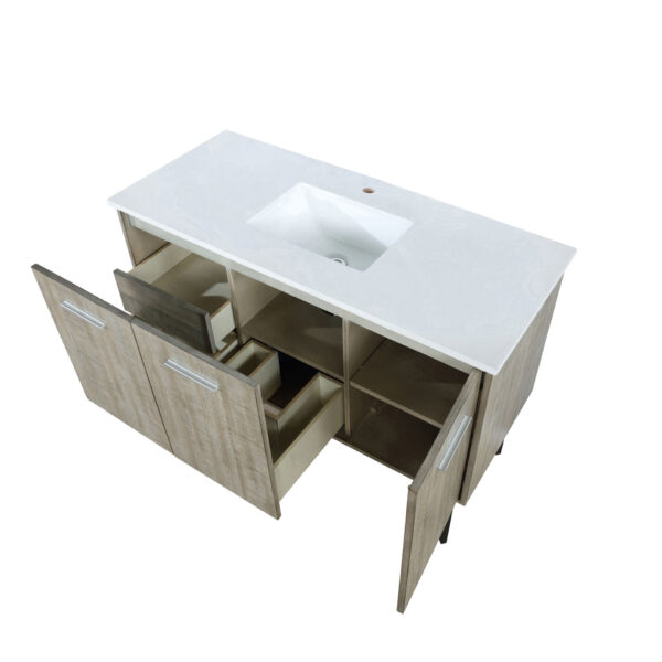 Lancy 48W x 20D Rustic Acacia Bath Vanity and White Quartz Top