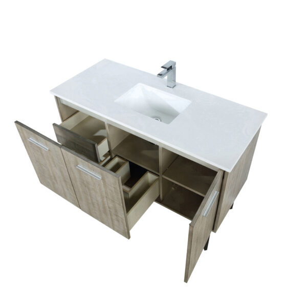 Lancy 48W x 20D Rustic Acacia Bath Vanity, Cultured Marble Top and Chrome Faucet Set